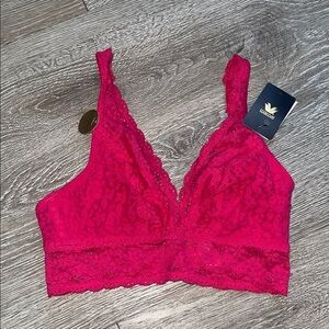 New Wacoal Vibrant Lace Bralette hot pink bra size 34 adjustable straps